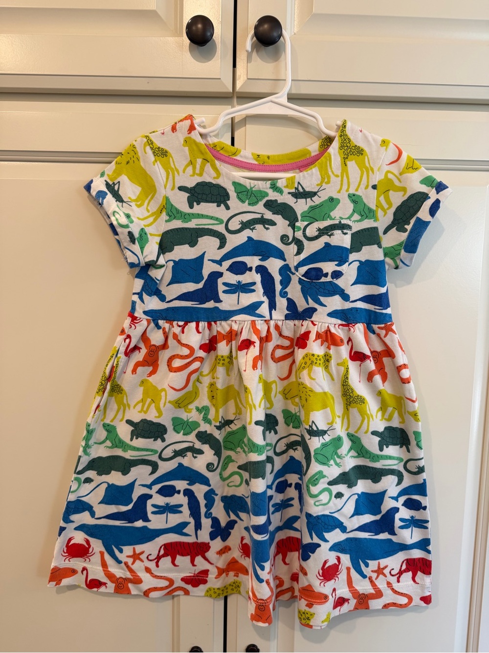 Mini Boden Rainbow Animal Jersey Dress 4-5yr